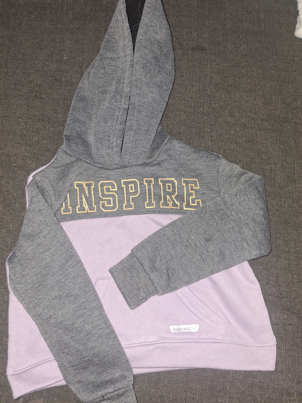 Hind Kids Colorblock 'INSPIRE' Hoodie - Gray & Light Purple